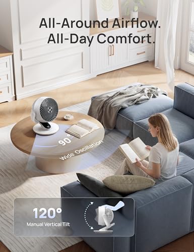 Image of DREO Oscillating Fan for Bedroom, 13 Inch Quiet Table Fans for Home Whole Room, 75ft Powerful Airflow, Desk Air Circulator Fan with Remote, 120 Adjustable Tilt, 4 Speeds, 8H Timer, for Office Desktop