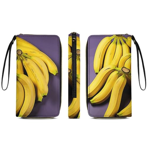 Womens Leather Wallets Unique Banana Fruit Wallet for Women Large Capacity Card Phone Holder Ladies Purse with Wriststrap3