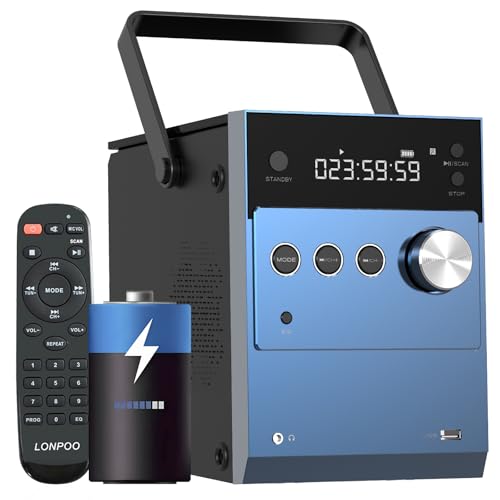 Portable CD Player Boombox | 20W Stereo Sounds| Rechargeable Battery | Auto Lid Open Button | Big LCD Display | Bluetooth 5.3/FM Radio/USB/AUX Input | MIC & Earphone Port | Remote Control Portable CD Player Boombox | 20W Stereo Sounds| Rechargeable Battery | Auto Lid Open Button | Big LCD Display | Bluetooth 5.3/FM Radio/USB/AUX Input | MIC & Earphone Port | Remote Control