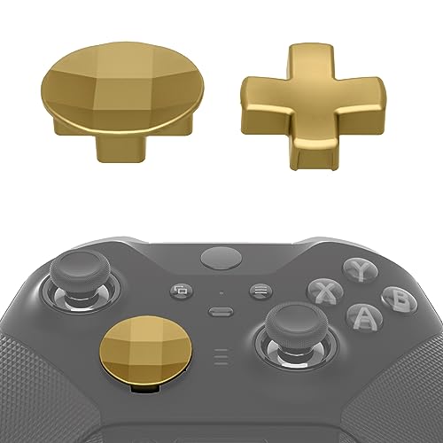 Image of eXtremeRate 2Pcs Metalic Hero Gold Magnetic Stainless Steel D-Pads, for Xbox Elite 1 /2 Controller, Replacement Parts Directional Pad Button Kits for Xbox One Elite & Xbox One Elite Series 2 Controller