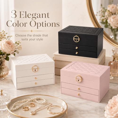 Large Jewelry Box for Women, 3-Layer Jewelry Organizer with 2 Drawers - image 6