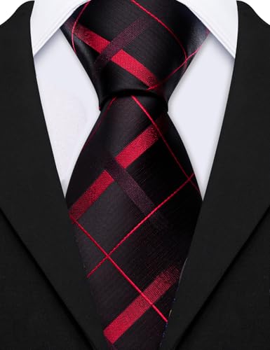 Image of Barry.Wang Mens 6 PCS Ties Silk Striped Paisley Check Floral Necktie Silky Woven Wedding Business Party Ties 3.34 inch