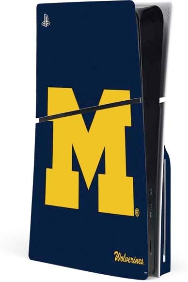 Skinit Decal Gaming Skin Compatible with PS5 Slim Disk Console - Officially Licensed University of Michigan Jersey Split Design