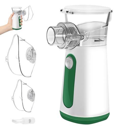 BIAOQINBO Nebulizador Portatil para Niños y Adultos,Aerosoles Nebulizador,Maquina de Aerosoles con 2 Máscaras,1 Boquilla, Inhalador Nebulizador Ruido Bajo Para Asma,Respiratorias