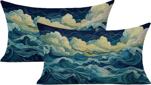 Housse de coussin extérieur imperméable bleu 40x60 protégeant votre canapé de jardin - 2