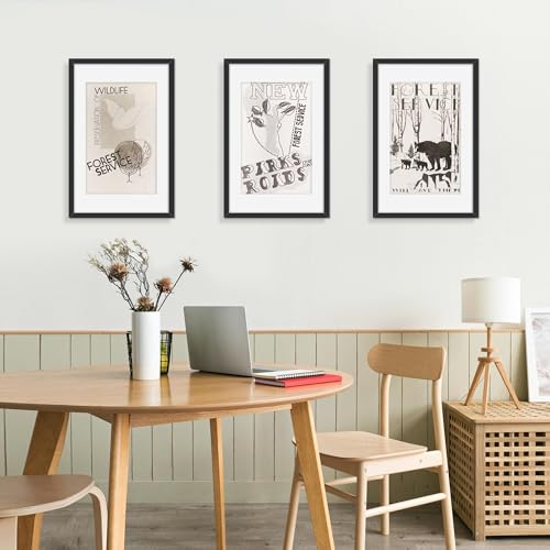 Picrit 14x22 Picture Frame 3 Pack, Black Poster Frame, Display Poster 11 x 17 with Mat or 14 x 22 without Mat for Horizontal or Vertical Wall Mounting