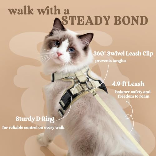 Image of rabbitgoo Cat Harness and Leash Set, Escape Proof Vest, Foamy Coffee