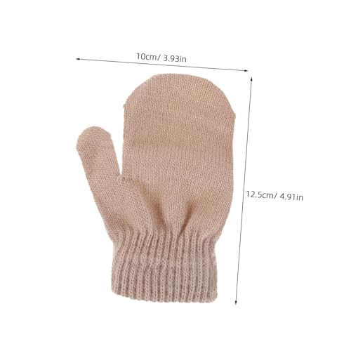 Winter Mittens Extra Thick Gloves for Boys and Knitted Design for Cold Weather Protection Fashionable Light Brown Color Kindergarten and Casual Outings2