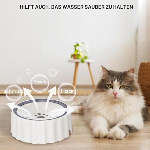 FORWH Wassernapf für Hunde kein Verschütten, 2 L, großes Fassungsvermögen, Spender, hundenapf, rutschfest, kein Spritzen, langsamer Futternapf, kein Tropfen, geeignet für Hunde und Katzen, Cremeweiß
