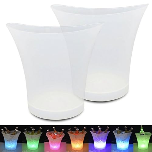PeSandy Balde de LED, cubo de gelo 5 L de grande capacidade para LED com cores que mudam para festa/casa / bar, recipientes para bebida vinho cerveja (2 peças, cor gradiente)