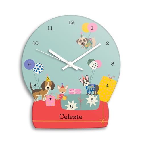Image of Zooboo Personalized Analog Wall Clock, Custom Name Acrylic Silent Quartz Movement Wall Clock with Sleek Modern Design, Ideal for Birthdays or Return Gifts (Design - Paw Party), 30x30 cm, Multicolor