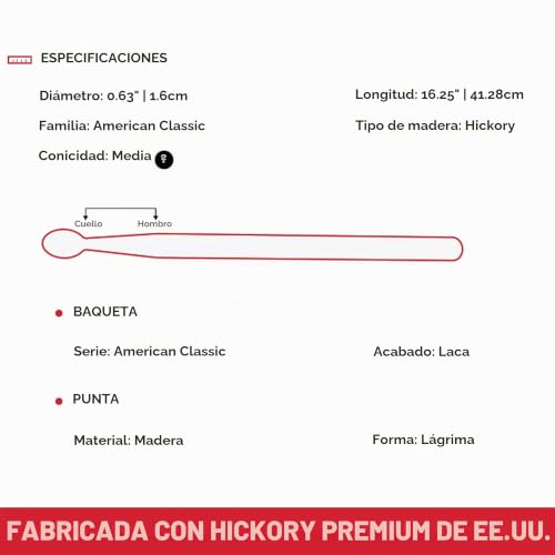 Miniatura 5 de Vic Firth - Baquetas De La Serie American Classic 2b - Madera De Nogal American - Punta De Madera