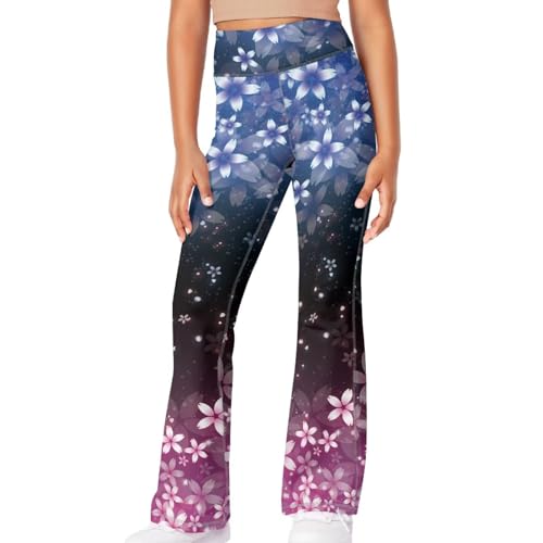 Cherry Blossom Girls Flare Leggings Cute Bell Bottoms for Teen Girls Wide Leg Sweatpants for 5-14 T4