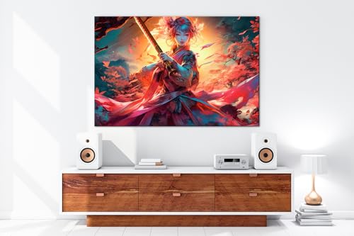 Impression d'art samouraï deyoli grand format 90x60 sur cadre