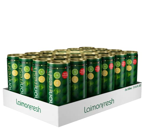 SANMY Laimon Fresh - Refrescante Bebida Carbonatada de Limón, Lima y Menta, 330 ml, Pack 24 Unidades