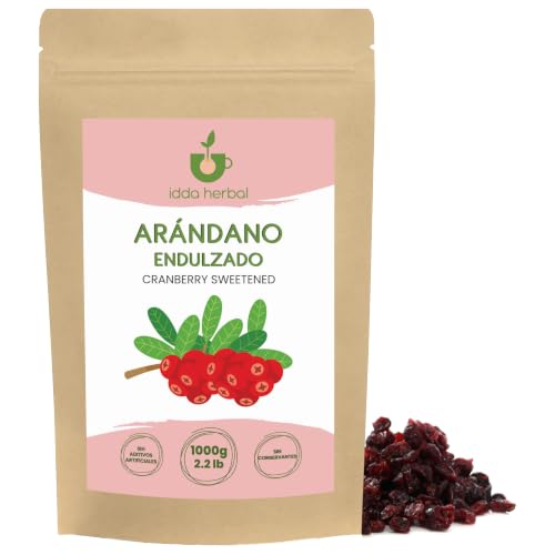 IDDA Herbal Arándanos Rojos Deshidratados 1kg, Arándanos Rojos Secos, Endulzados con Jugo de Manzana