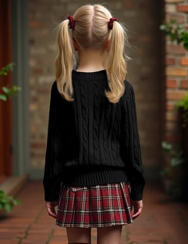 Girls' Sweaters Casual Long Sleeve Cable Knit Pullover Sweater Kids Fall Winter Crew Neck Jumper Top3