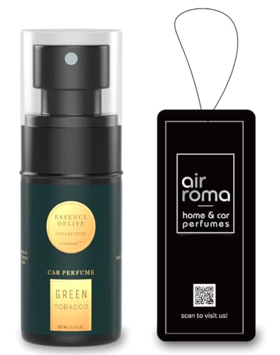 Image of AIR-ROMA Green Tobacco Premium Car Perfume (60 ml) | Fine Fragrance Car Air Freshener | Car Accessory Interior Fabric Spray | Anti Tobacco Anti-odor Technology | 400+ Long-lasting Air Freshener Scent