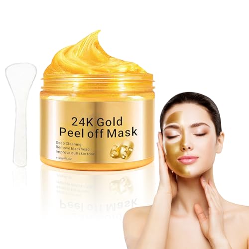 120ml Gold Peel Off Mask, Maschera Per Il Viso in Oro 24K, Maschera Rimozione Punti Neri, Maschera Viso Peel Off, Azione Idratante, Antirughe, Detergente, Controllo Dell'olio E Affinamento Dei Pori
