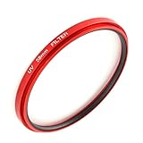 レンズ保護 UV レンズフィルター 58mm 各レンズメーカー対応 防塵 防護 デジタルカメラレンズ用 ドレスアップ プロテクター (レッド)