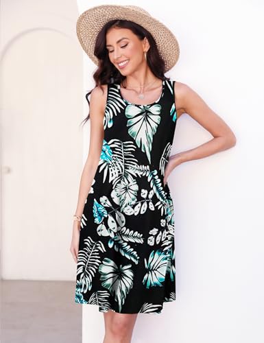 Halife Womens Summer Dresses Casual Sleeveless Tshirt Sundresses Vacation Beach Cover Up Dress with Pockets3