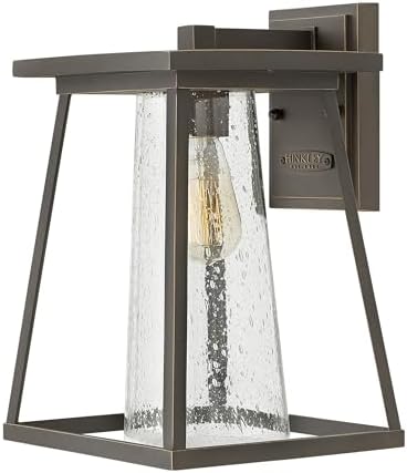 Hinkley Burke Transitional One Light Medium Outdoor Wall Mount Lantern, Oil Rubbed Bronze w/Clear Glass