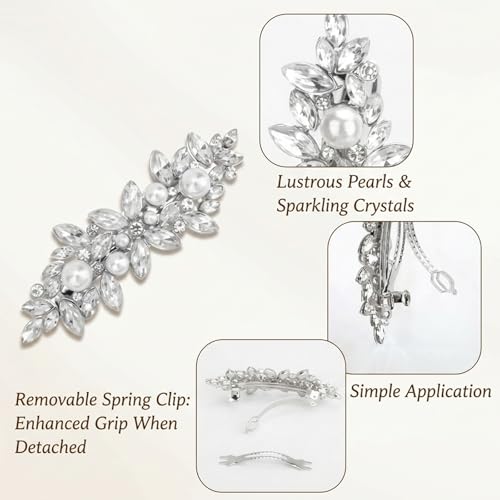 4 Pinzas para el cabello con cristales para mujer, accesorios metálicos con flor de cristal, para boda, fiesta y uso diario miniatura 3
