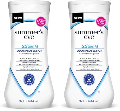 Image of Summer's Eve Ultimate Odor Protection Daily Feminine Wash,pH-Balanced Formula Body Wash for Women with Boric Acid Helps Control Vaginal Odor,15 Fl Oz,(Pack of 2)