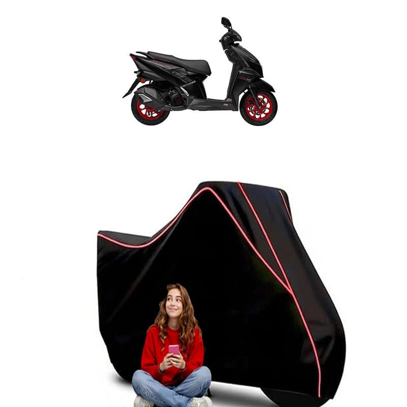 Image of Ntorq 125 Super Scooty Bike Cover Water Resistant Outdoor Use Universal Fit Scooters Motorcycles Heavy Duty UV Protection Dust Rain Scratch Resistant Elastic Bottom Black Blue Piping
