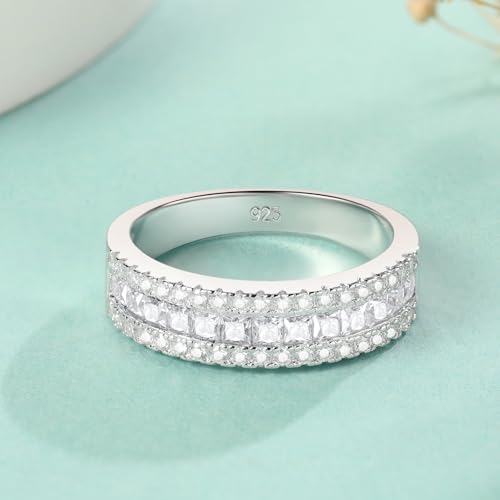 Moissanite Wedding Bands for Women Eternity Rings Round Princess Cut 925 Sterling Silver Engagement Anniversary Size 5-103