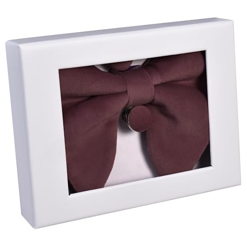Image of GUSLESON Mens Solid Plaid Velvet Pre-tied Adjustable Bow Tie and Pocket Square Cufflink Set with Gift Box