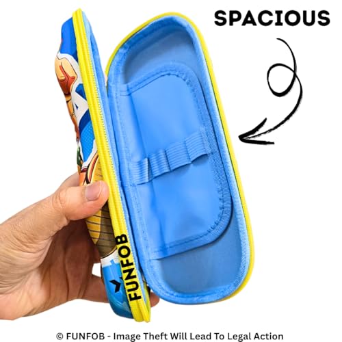 Image of FUNFOB Anime Pencil Box for School College Other Stationery Products Travel or Cosmetic Case | Luffy Blue Yellow Punch