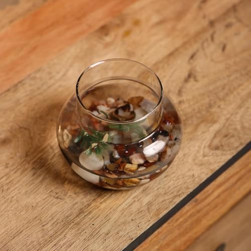 Image of Mini Glass Flower Vase, Candy Jar | Pack of 1 Piece, 4 Inches | Money Plant, Bamboo Plant Pot for Bedroom, Living Room, Office Reception & Table Centrepiece