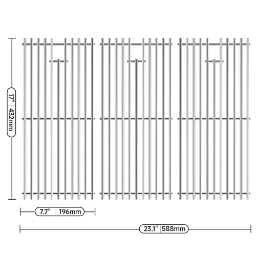 17’’ Stainless Steel Cooking Grates for Charbroil Commercial Infrared 463355220 463242516 463242515 463243016, Cooking Grids for Weber Spirit E/S-310, 320, 330, G466-0025-W1A Replacement Parts