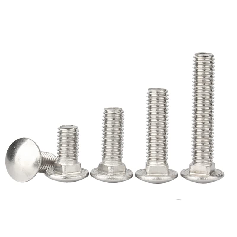 Image of Rely⇒VP INDUSTRIES (Pcs-15) 1 /4 inchx2.5 inch inch Stainless Steel Carriage Bolts Round Head, Square Neck for Furniture, Door Fittings, Joining Wood Boards, Cabinets, Cupboards,Chairs & Beds (Length-62 mm)