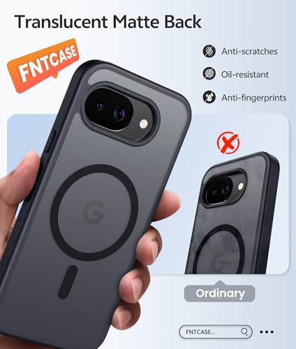 Image of FNTCASE for Google Pixel 10a Case: [Compatible with Magsafe] Translucent Matte Cases with [Screen Protector] Military Grade Shockproof Protective Magnetic Phone Cover for Pixel 10A - Black