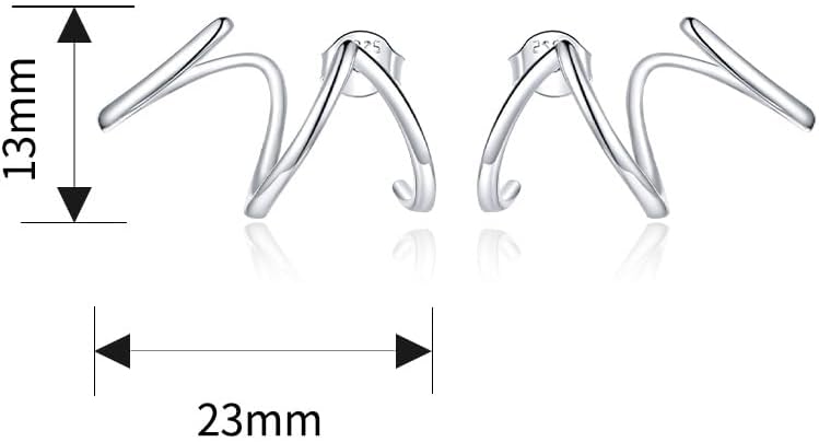 BISAER 925 Sterling Silver Triple Illusion Stud Earrings Double Huggie Hoop Earrings for One Hole Simple Trendy Claw Earring for Women Jewelry Gifts - Image 6