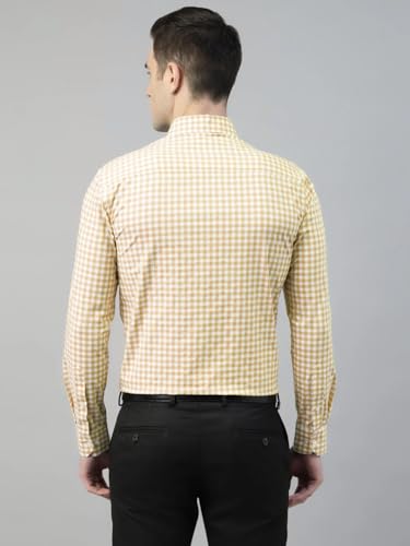 Image of IndoPrimo Men's Poly Cotton Casual Regular Fit Small Checks Shirt Long Sleeves - Airlift