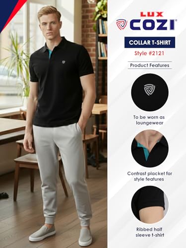 Image of Lux Cozi Men's Cotton Solid Polo Tshirt | Collar Tshirts | Half Sleeves | Stylish & Premium All Day Wear | Pack of 1