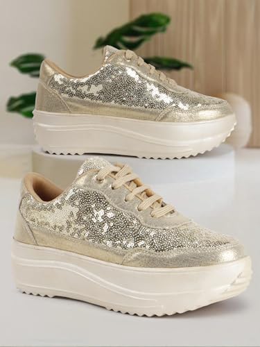 Image of Vendoz Women Casual High Heel Sneakers I Cushioned Insole I All Day Comfortable I Lightweight and Stylish Shoes for Girls CNV4026