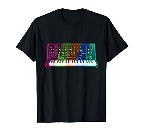 Sintetizador analógico vintage analógico Synth Colourful Graphi t-shirt, Preto, S