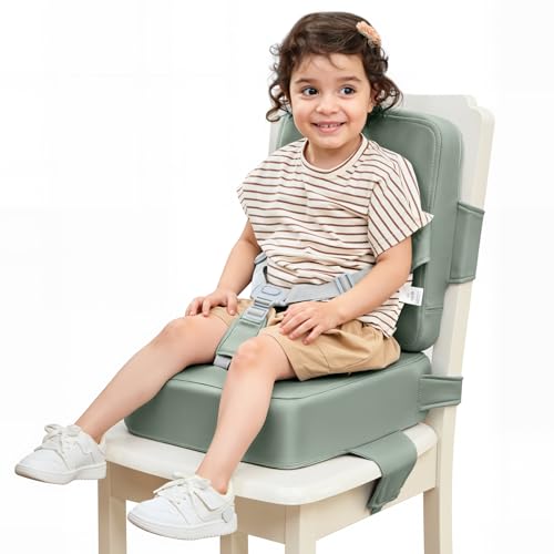 Image of HOMEAL Booster Seat for Dining Table, Adjustable Kids Breathable Booster Seat for Kitchen (Sage)