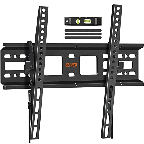 Tilting TV Wall Mount Bracket, Universal TV Mount Low Profile for 26-55 Inch Flat Screen TVs, Ultra Slim, Easy to Install with Tilting Knob, Fits 12 16 Studs, Max VESA 400x400mm, 99 lbs. ELIVED