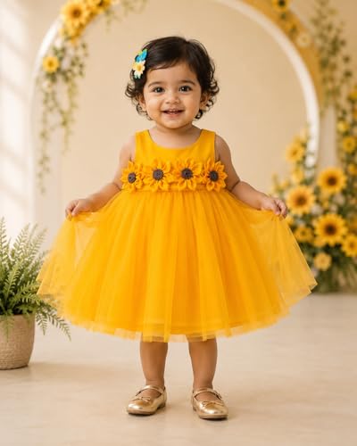 Image of Stanwells Kids Baby Net Dress for Baby Girl Birthday Summer Dress