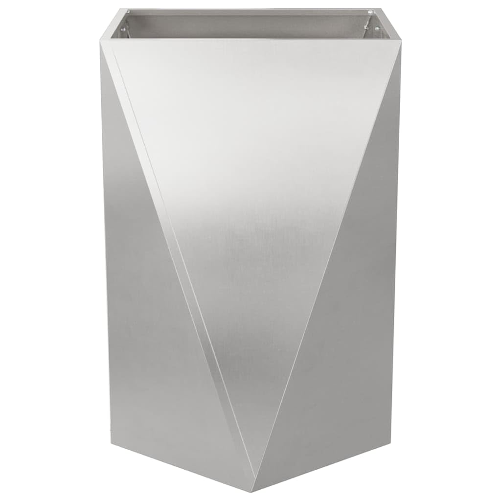 Modern Rectangular Steel Planter Box 50 x 50 x 75 cm Silver Outdoor Garden Patio Decor for Plants Shrubs Herbs, Durable Stainless Metal Flower Pot with Textured Sides, Easy Assembly