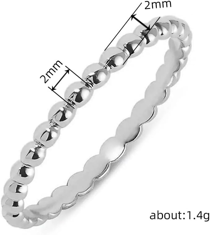 2MM Gold Stackable Rings Thin Band Rings Dainty Gold Rings for Women Trendy Beaded Twist Hammered CZ Stacking Rings 14K Gold Plated Rings for Knuckle Pinky Finger Jewerly Size 8 - Image 5