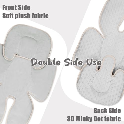 Image of 2 in 1 Infant Car Seat Insert Head and Body Support Set, Reversible Newborn Insert for Carseat with 3 Extra Strap Paddings, Soft Stroller Cushion Pillow Insert Girls, Fits for Stroller, Swing, Grey