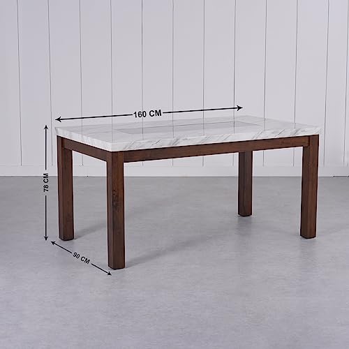 Image of Home Centre | Harmony | Faux Marble Top | 6 Seater Tables | White | 1 Year Warranty
