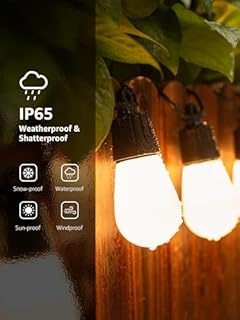 Lepro ZB1 AI Smart Outdoor String Lights APP Control, 54(42+12) ft RGB+IC+Warm White Outdoor Lights 15 LED Bulbs, Alexa Google Home Enable, AI Generated Lighting LLM, NO Remote 2.4 GHz WiFi+Bluetooth