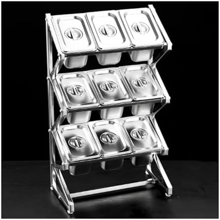 Expandable Spice Rack Organizer Shelf, Salad Jam Ingredients Fruits Countertop Food Dispenser, Stainless Steel Commercial Condiment Racks, Kitchen Buffet Seasoning Container(15 Grids-c)